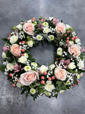 Blush pink and white wreath