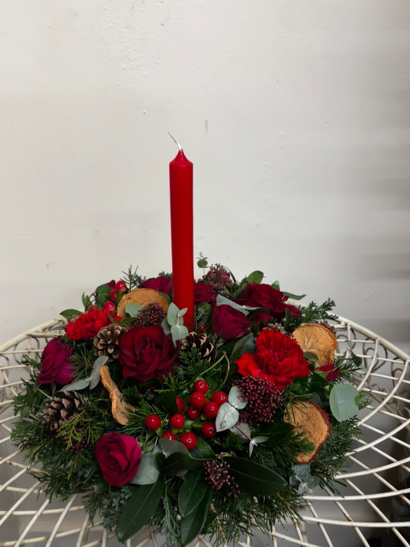 Crimson Christmas Table Centre