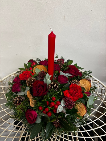 Crimson Christmas Table Centre