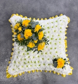 Yellow and White Cushion
