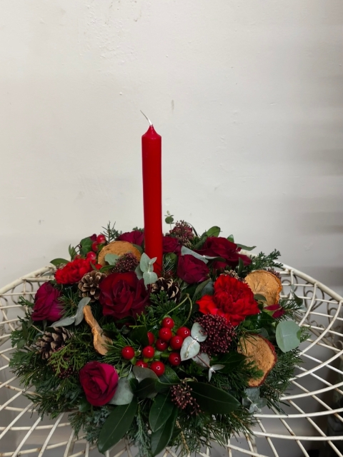 Crimson Christmas Table Centre