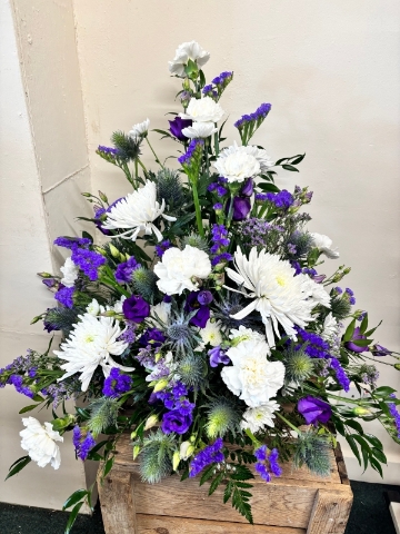 Purple & White Pedestal Arrangement