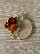 Wood Slice with Dried Flowers